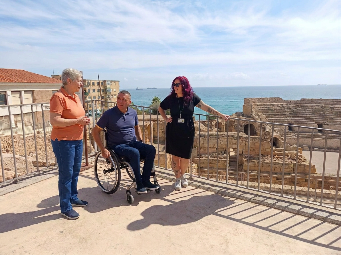 Lourdes supporting clients on a coastal holiday — accessible travel